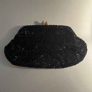 Vintage Black Beaded Clutch